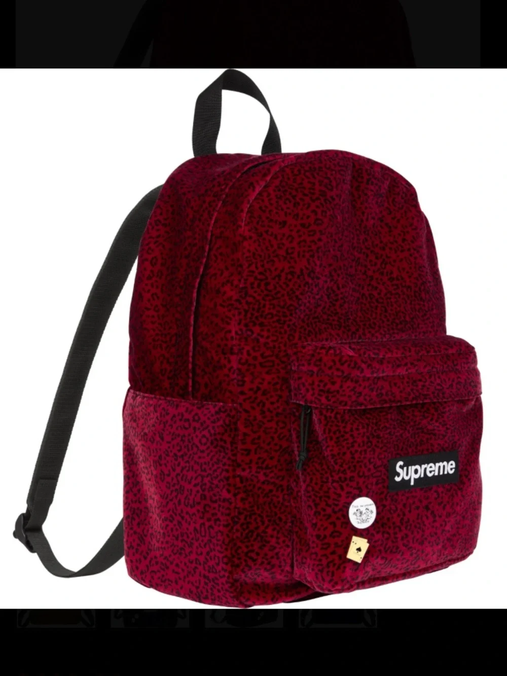 Supreme Red Leopard Velvet Backpack